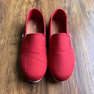 Red TOMS canvas shoe